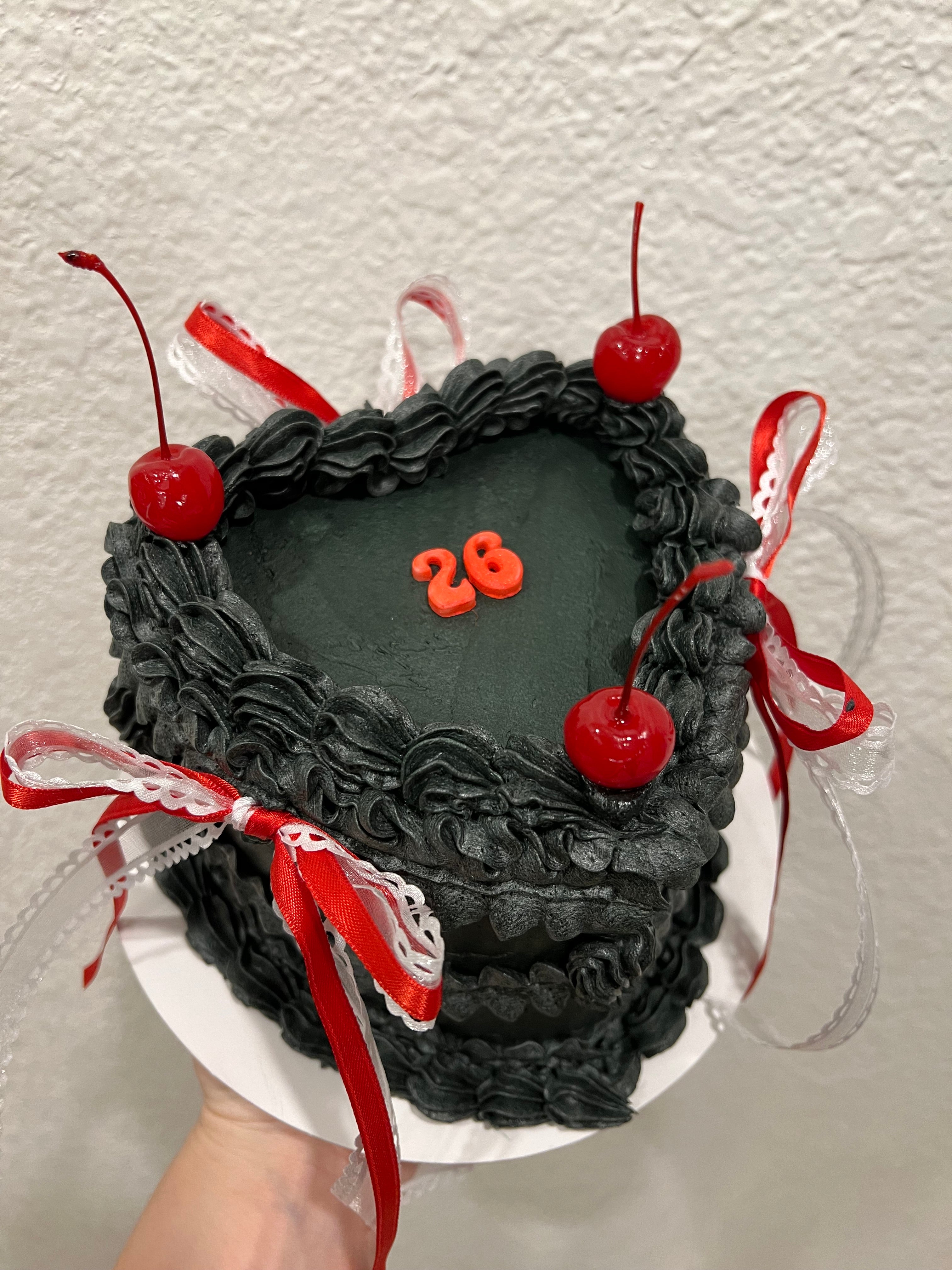 Black & Red Ribbon Cake